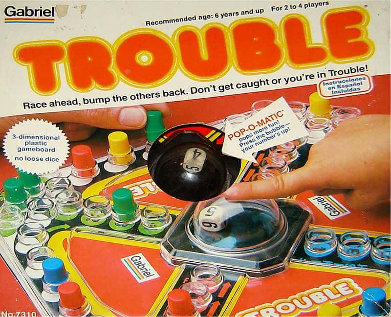 trouble Top Vintage 1960s Board Games